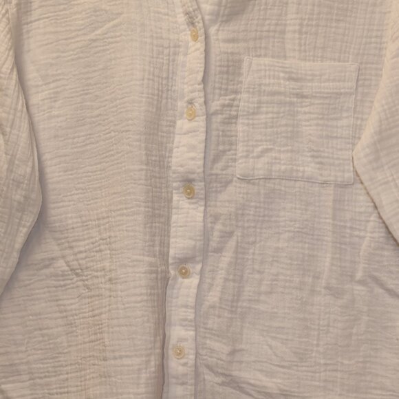 J. Crew Double Gauze Button Front Shirt Long Sleeves Front Pockets in White Sz S - Picture 7 of 11